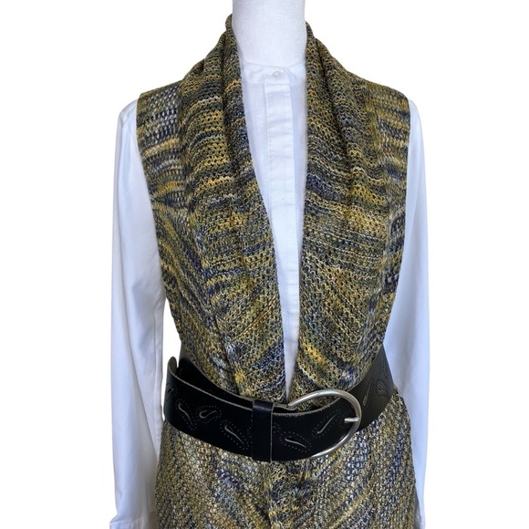 New Directions Boho Open Knit Crochet Waterfall Vest Duster Piratecore Indie L - Picture 2 of 16